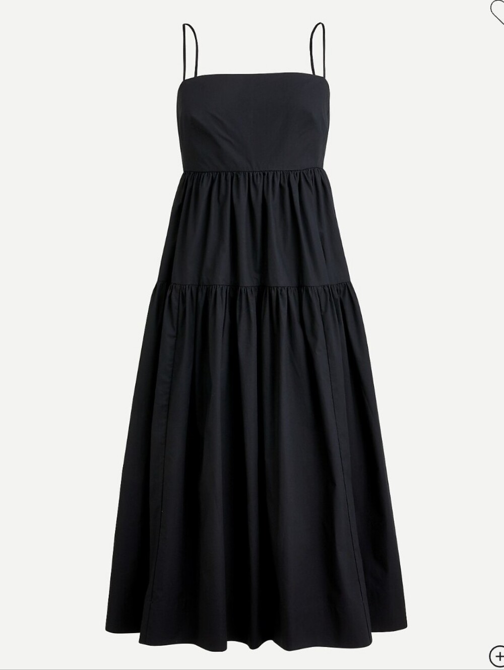 J. Crew Black Tie-back Tiered Poplin Maxi Dress